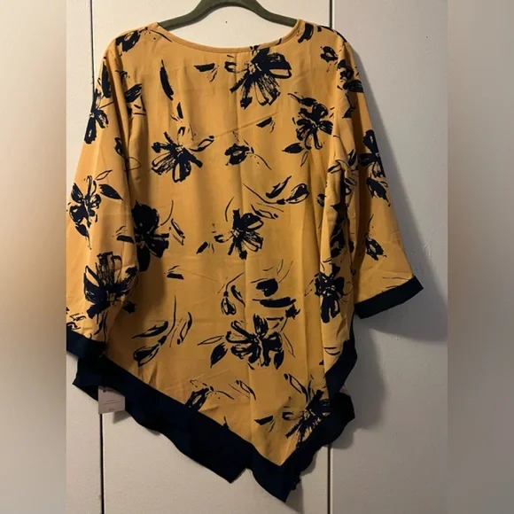 🆕 EMERY ROSE MUSTARD/BLACK LADIES BLOUSE (1XL) NIB - Picture 3 of 7